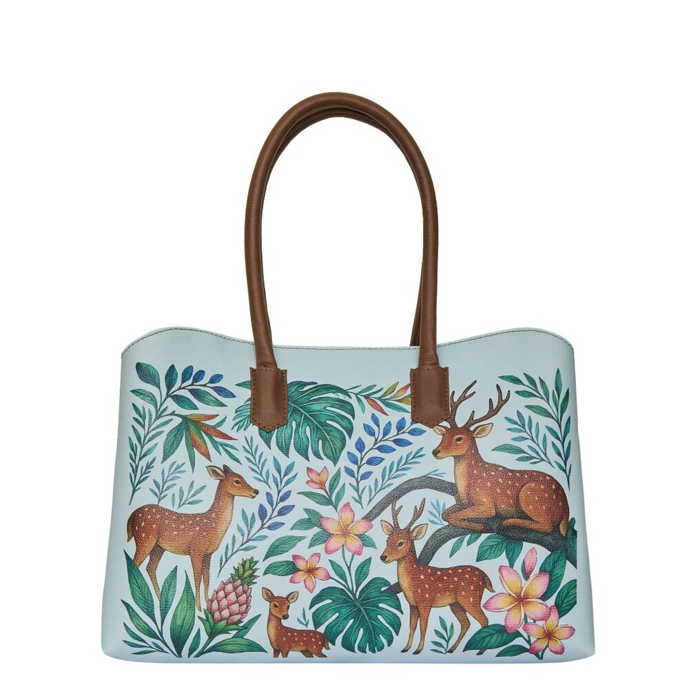 Printed Vegan Leather Top Handle Carryall Tote Bag for Women- Work, Daily Use